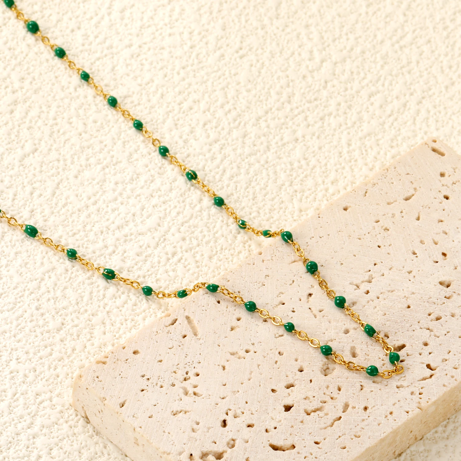 ASONSTEEL Trendige Edelstahl-Gliederketten-Halskette mit Tropföl-Optik, Modisch Golden für Damen, DIY-Schmuck im Bohemian-Stil – Detail 27