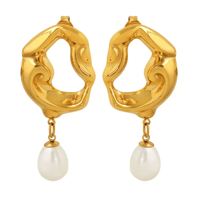 

VCE2 Pearls Earrings For Women Wedding Fine Jewelry Piercing Earrings Hoops Bohemia Pendientes Plata Earings