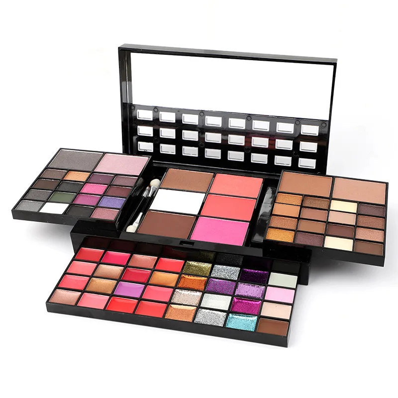 Makeup Gift Set Women Full Kit All in One Make up Eyebrow Powder Lipstick Lip Gloss Brush 74 Color Glitter Eyeshadow Palette