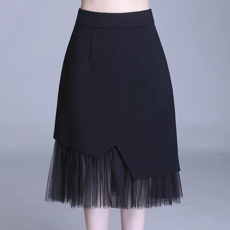 Female High Waist Gauze Fashion Plus Size Skirt 2024 Spring Summer Women New Irregular OL Commuter Skirts Slim Solid Clothing jeans women s light brown loose wide leg pants 2023 spring and autumn leisure commuter new style