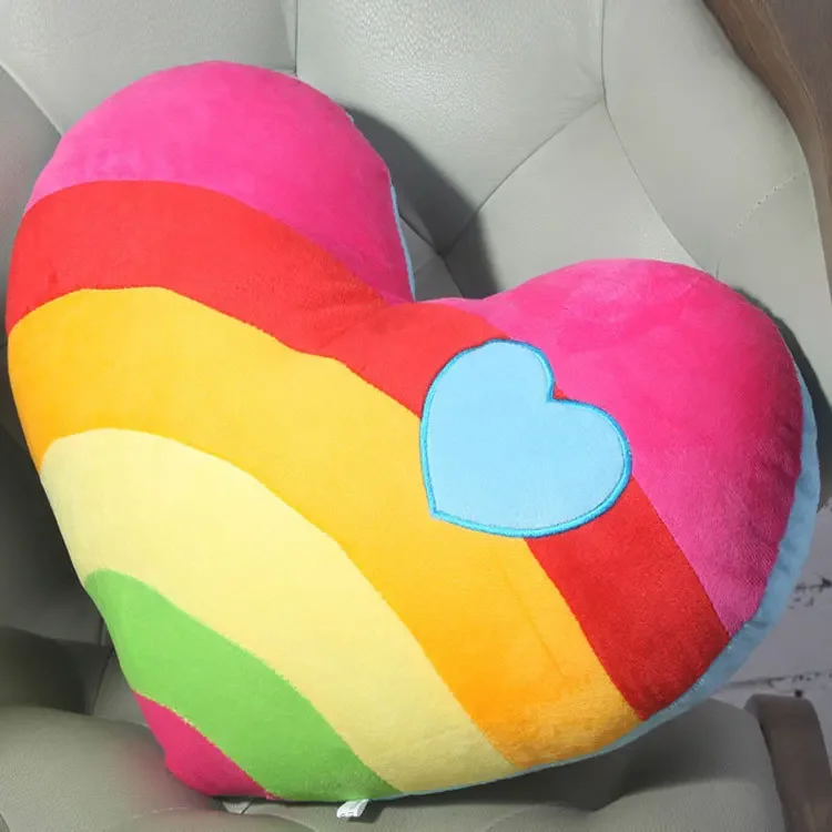 Creative Rainbow Loving Heart Cushion Sofa Pillow Cloud Heart-shaped Couple Fluffy Cushion Soft Plush Pillow Smooth Fabric 4