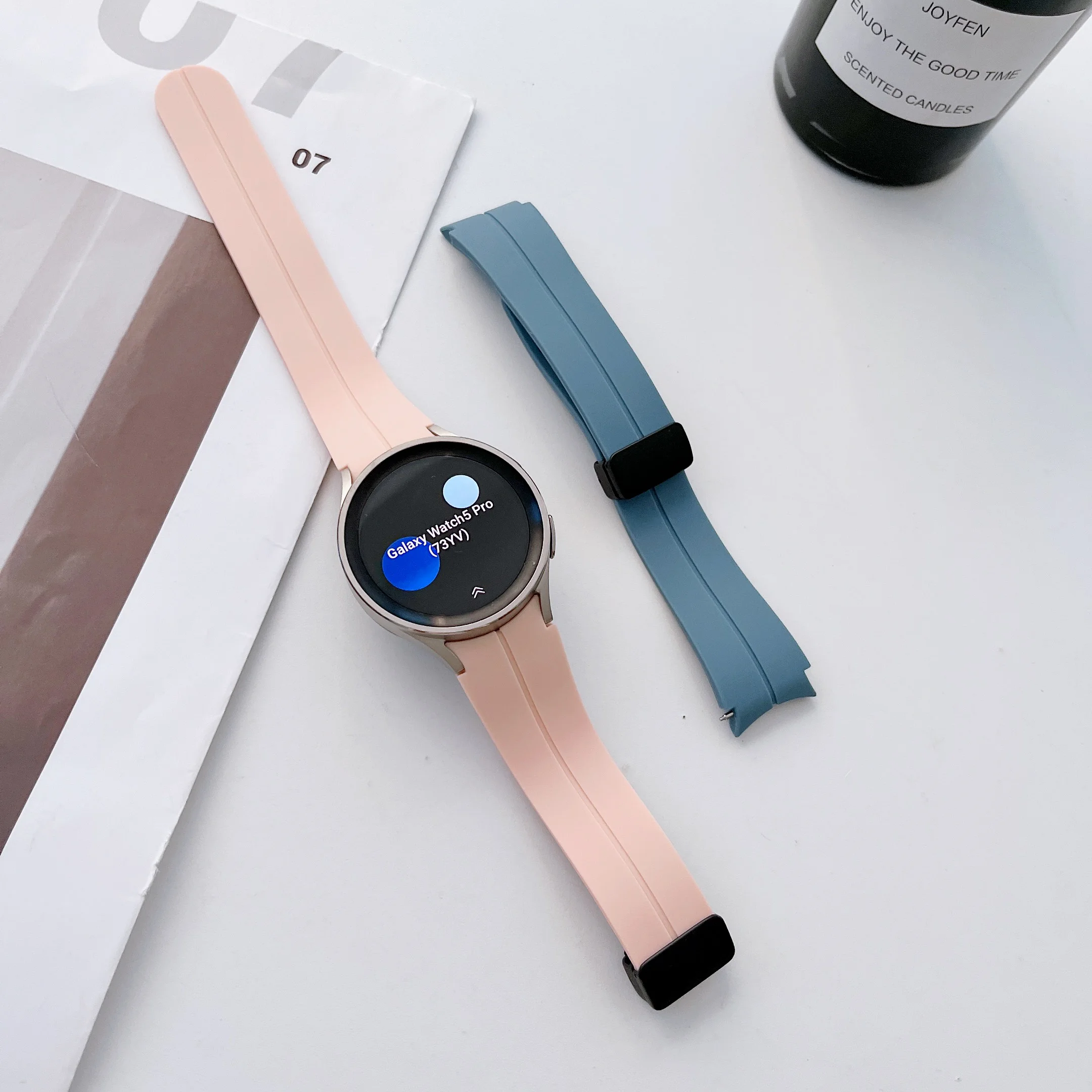 

Original Silicone Strap for Samsung Watch 4/5 40 44mm Watch 5 Pro 45mm Band Magnetic Buckle for Galaxy Watch 4 Classic 42 46mm