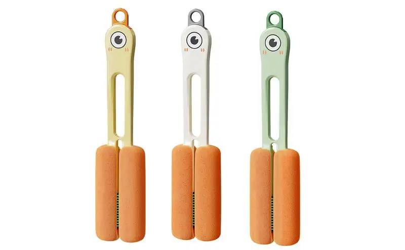 

Щетка для бутылки, скрытая щетка с четырьмя головками и двойной ручкой, щетка для чистки бутылок с водой, кухонный инструмент для чистки