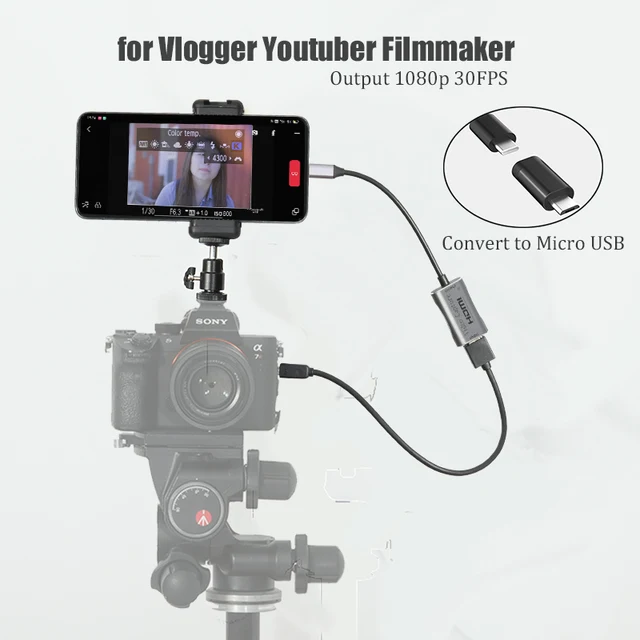 BFOLLOW Android Phone Tablet as Camera Monitor Camcorder HDMI Adapter for Vlog Youtuber Filmmaker DSLR Video Capture Card 2