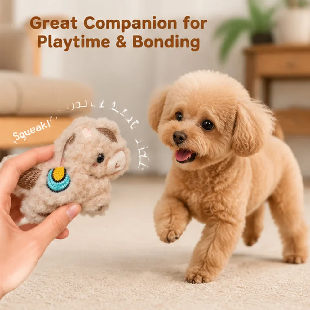 Cute Mini Plush Squeaky Chew Toy for Small Dogs and Puppies – Soft Animal Pet Toy in 4 Colors