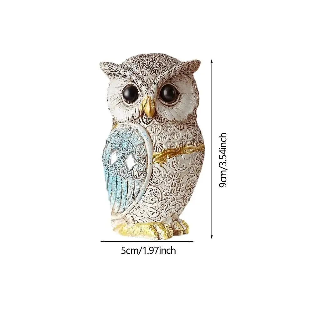 Crafts Resin Owl Statue Cute Retro Bird Miniature Figurine Vivid Desktop Ornament Home