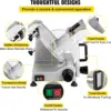 Commercial Meat Slicer, 200W Electric Deli Food Slicer, 1200RPM Meat Slicer with 8.7“ Chromium-plated Steel Blade, 0-12mm Adjust 6