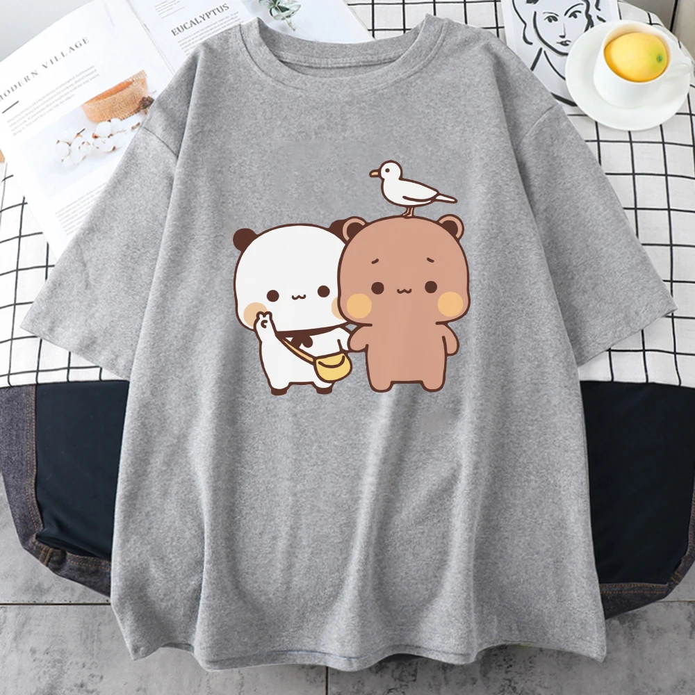 Urso panda bonito - preto & branco kawaii desenho animado cara de bicho  t-shirt