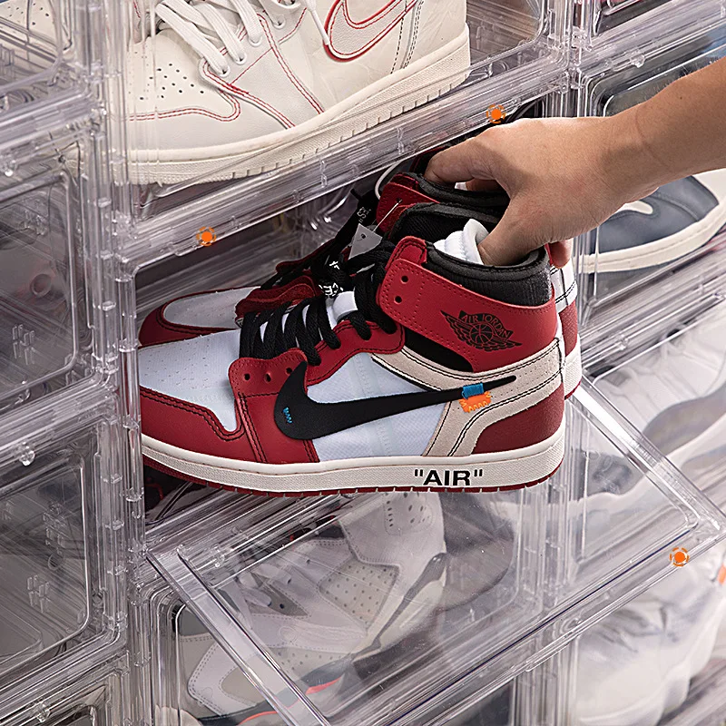 Caja de zapatos de baloncesto transparente magnética alta calidad, vitrina de protección acrílica almacenamiento de zapatos Nike Yeez | - AliExpress