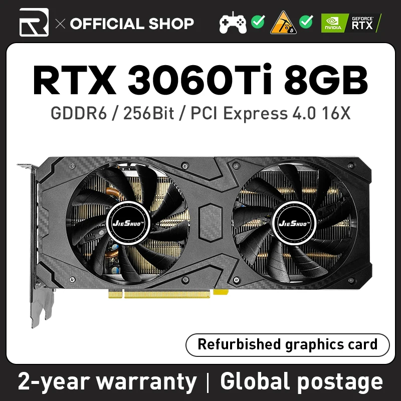 Jieshuo Rtx 3060Ti Scheda Grafica Geforce Da 8Gb Rtx 3060 Ti 8Gb 256Bit Giochi Scheda Grafica Nvidia Gddr6 256Bit Nvidia Gpu Dp * 3 Pci