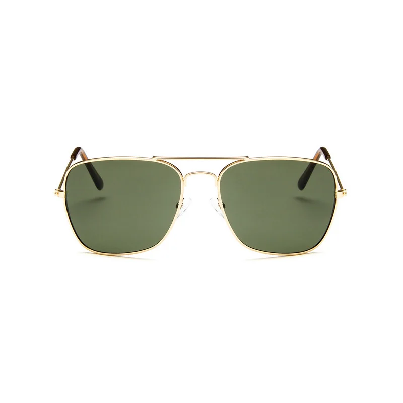 Shonemes Vintage Square Sunglasses with Double Bridge Metal Frame and UV400 Protection