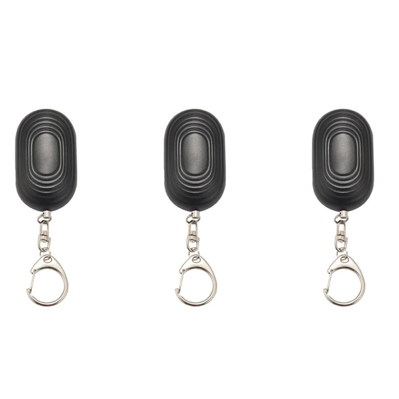 

3X Personal Protection Alarm Keychain - 130 DB Loud Sonic Siren Device With Flashlight To Increase Safety (Black)