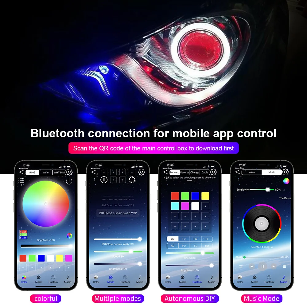 รูปสินค้า ไฟวงแหวน LED รถยนต์ ควบคุม Bluetooth พร้อมไฟเลี้ยว