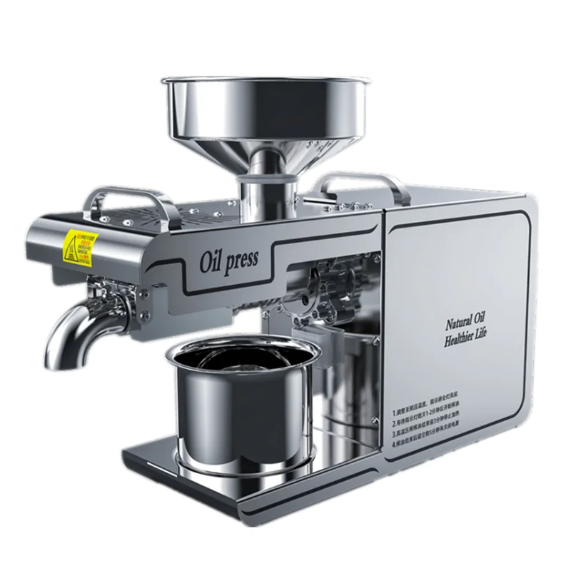 220V/110V Home Oil Press Machine, Cold & Heat Press for Olive/Coconut/Soybean Oil, Automatic Oil Extractor, High Yield, Easy