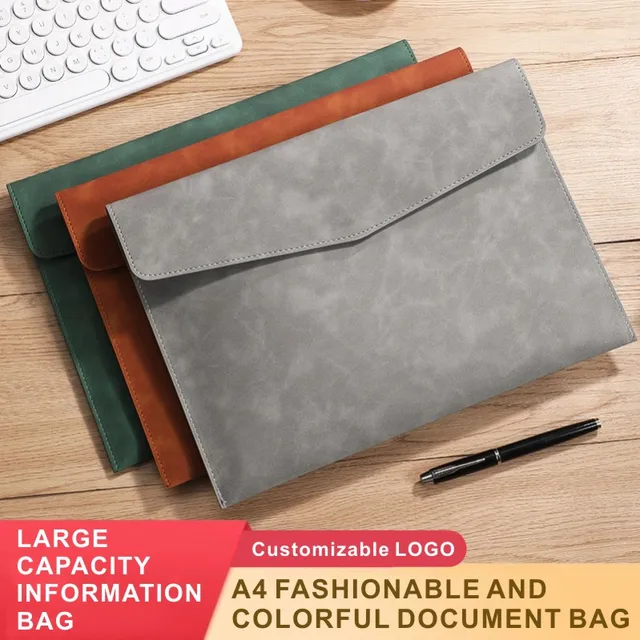 PU Leather A4 Document Bag, 7 Colors, File Folder for Office & Travel, Stylish Organizer 1