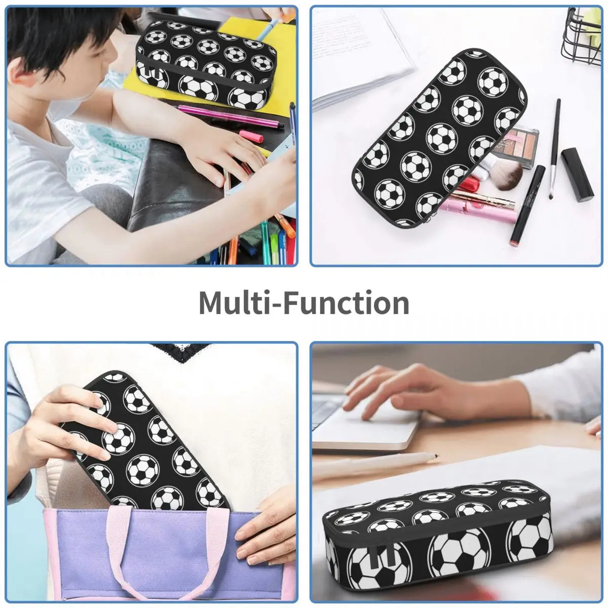 Soccer Ball Football Icon Pencil Cases Large Capacity Pen Bags Pen Box Pencil Pouch For Boys Girls Students Stationery School