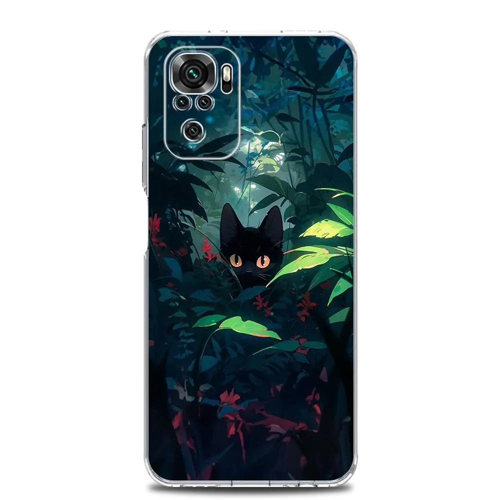 Artistic Black Cat Starry Night Phone Case Cover