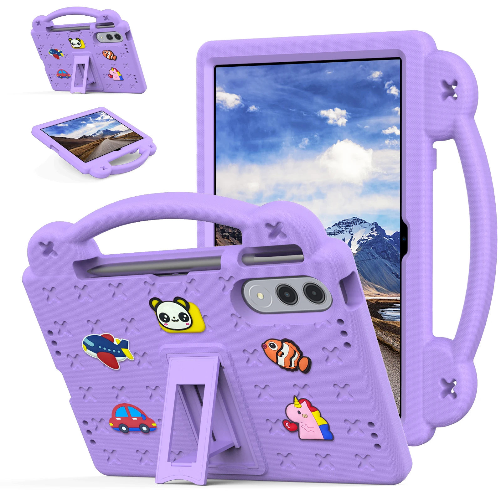 Sturdy EVA Stand Case with Hand Holder for 11.1-inch Tablets, Ideal for Kids' Protection and DIY Customization