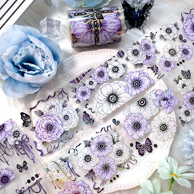 2m/Roll Beautiful Flower Tape Flower Washi Masking Tape Aesthetic Decorative Adhesive Sticker for DIY Scrapbooking Journal Diary