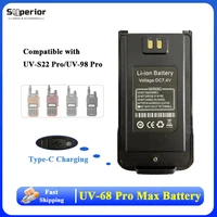 UV-68 Pro Max V2 Battery Original For UV-S22 Pro V2 UV-98 Pro Baofeng Walkie Talkie Type-C Charging Radio Rechargeable Batteries 1