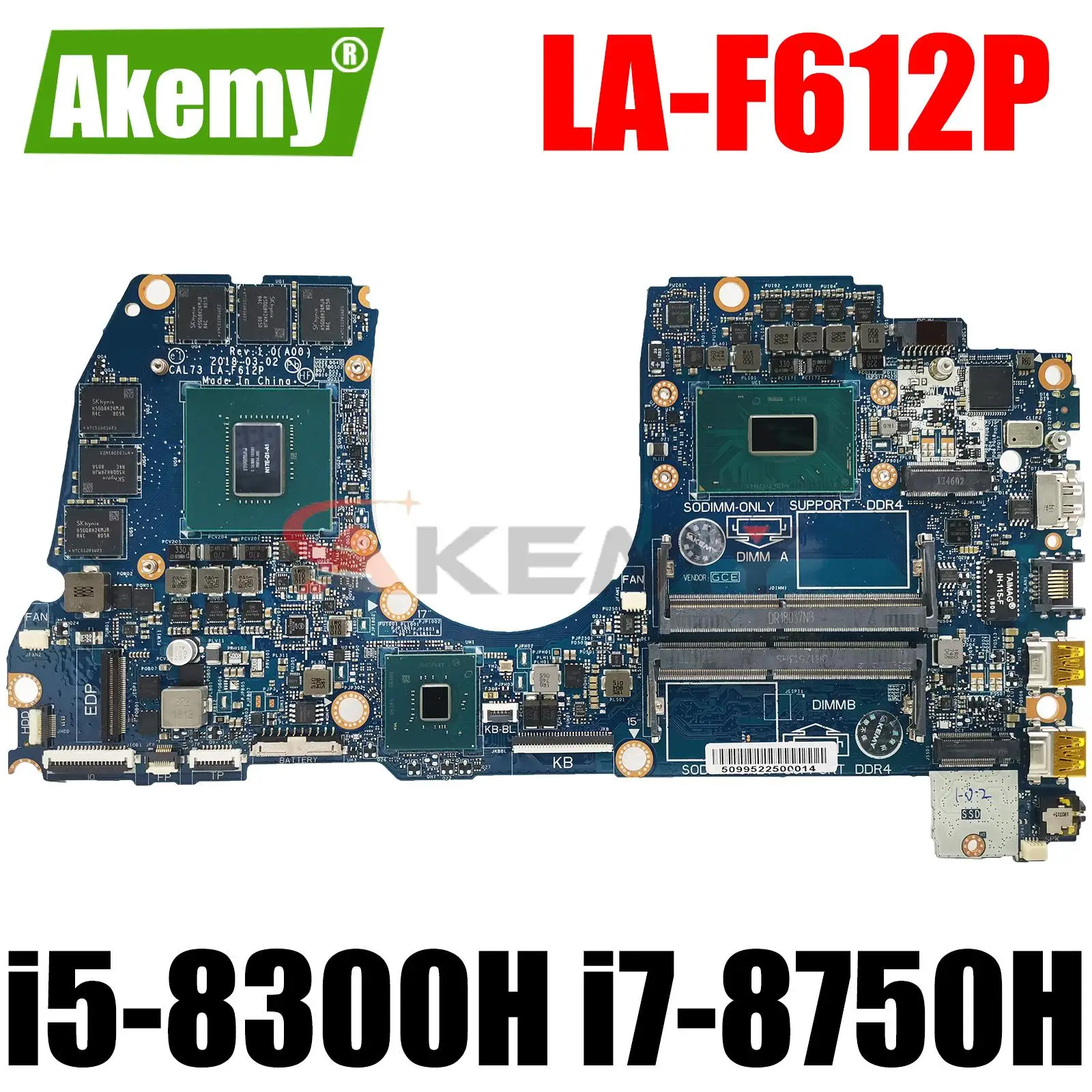 

CAL73 LA-F612P For Dell Inspiron G3 17-3779 15-3579 Notebook Mainboard CN-02K19K 2K19K 08Y3FV GTX1060 6G Laptop Motherboard