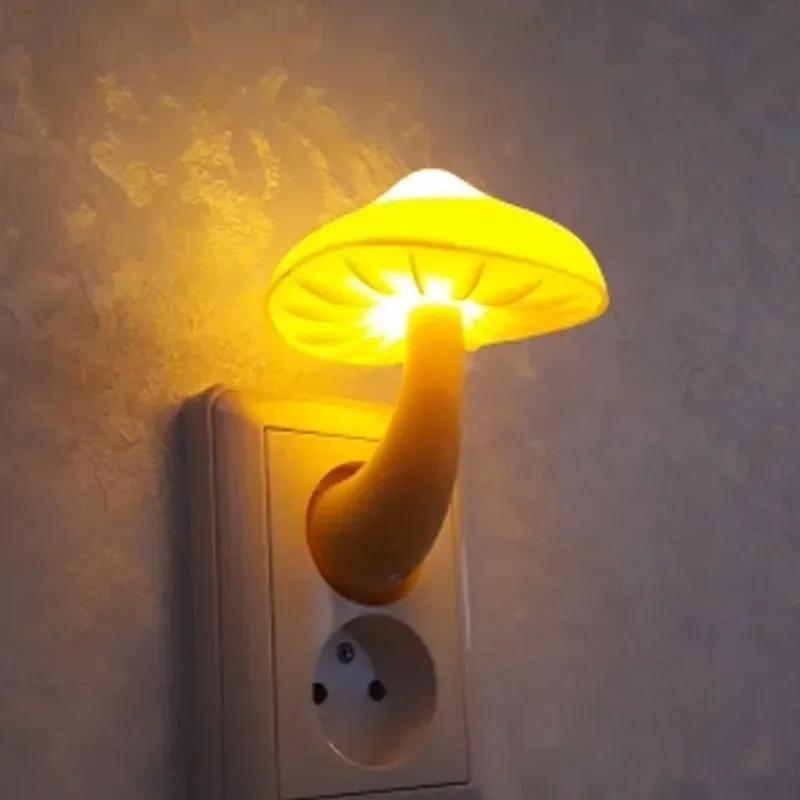 침실 LED 무드등 버섯 모양 벽면 소켓 램프 EU/US 플러그 따뜻한 백색 조명 센서 침실등 홈데코
