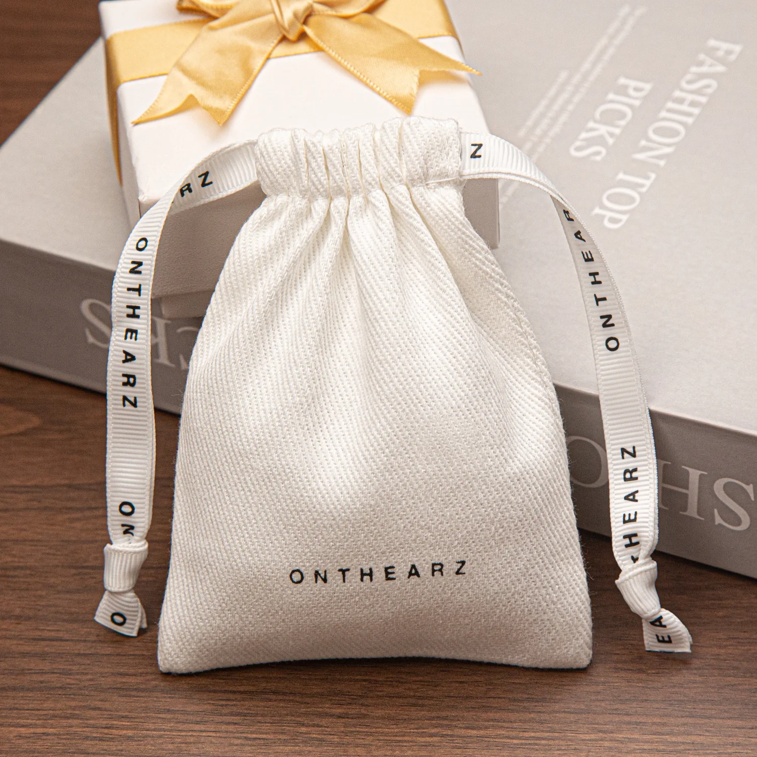 부드러운 면 능직 보석 귀걸이 포장 5x7cm(2x2.75) 7x9cm 11x14cm 졸라매는 끈 주머니 재활용 맞춤 로고 인쇄