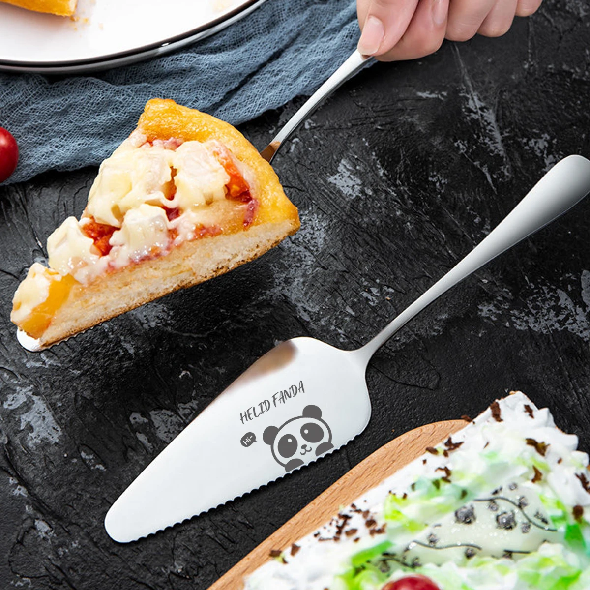 Pizza Shovel Serrated Edge Pie Cake Spatula 304 Stainless Steel Pastry Spatulas Kitchen Tool Baking Server Blade Cutter