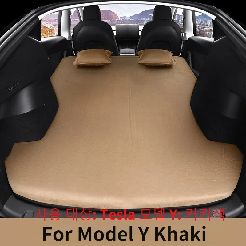Inflatable Air Bed Car Sleeping Mattress Camping Mattress Inflatable Camping Mattress For Tesla Model 3 Model Y-Inflatable Air Mattress Outdoor Camping Inflatable Special Suede Fabric Car Travel Bed