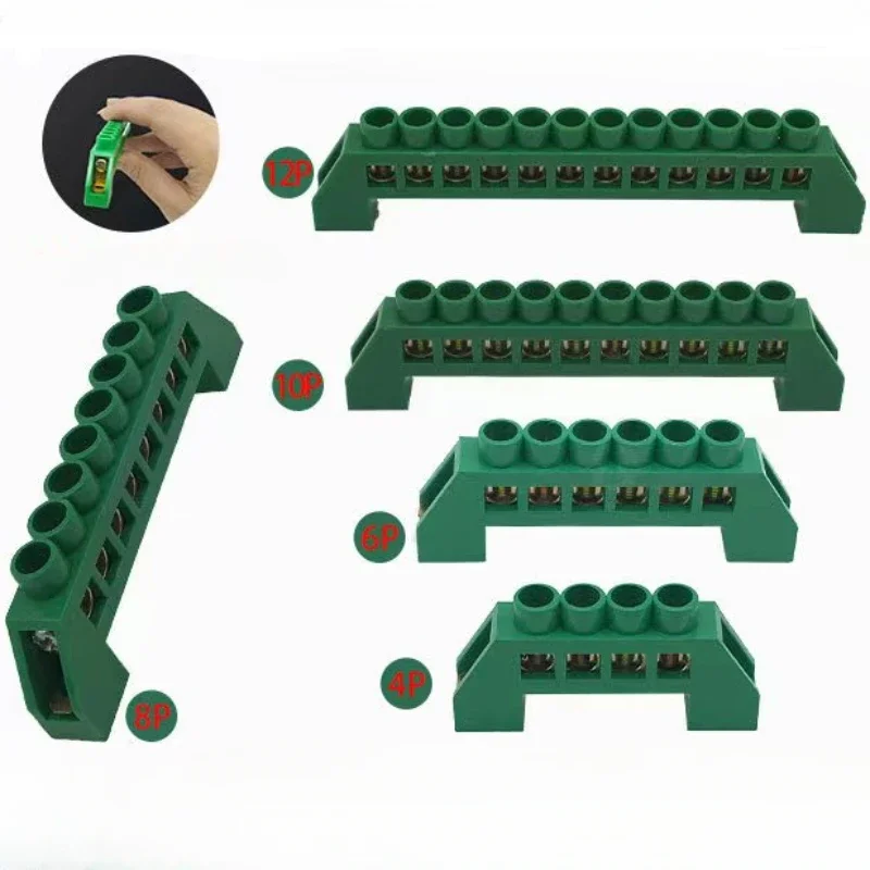 Bridge Type Zero Line Ground Bar Grounding Copper Bar Distribution Box to Zero Terminal Block Connector Earth Neutral 4-12 Hole ground bar connector