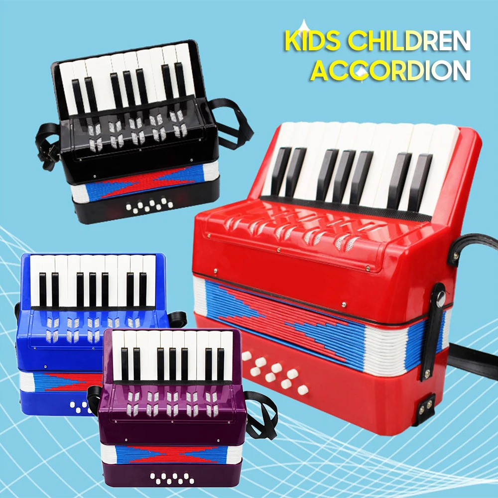 17-Key 8 Bass Accordion Kids Children Mini Small Accordion Educational Musical Instrument for Beginner Student Birthday Gift Kids Accordion Toy