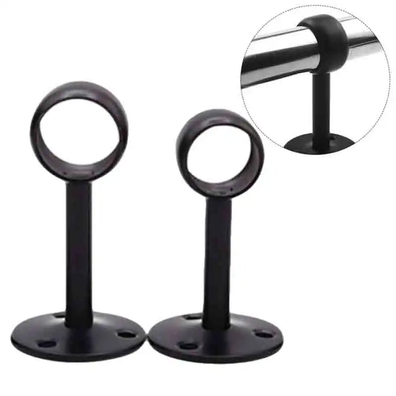 Curtain Ceiling-Mount Bracket Stainless Steel Flange Rod Holder Closet Pole End Supports Socket for 16/22mm Tube