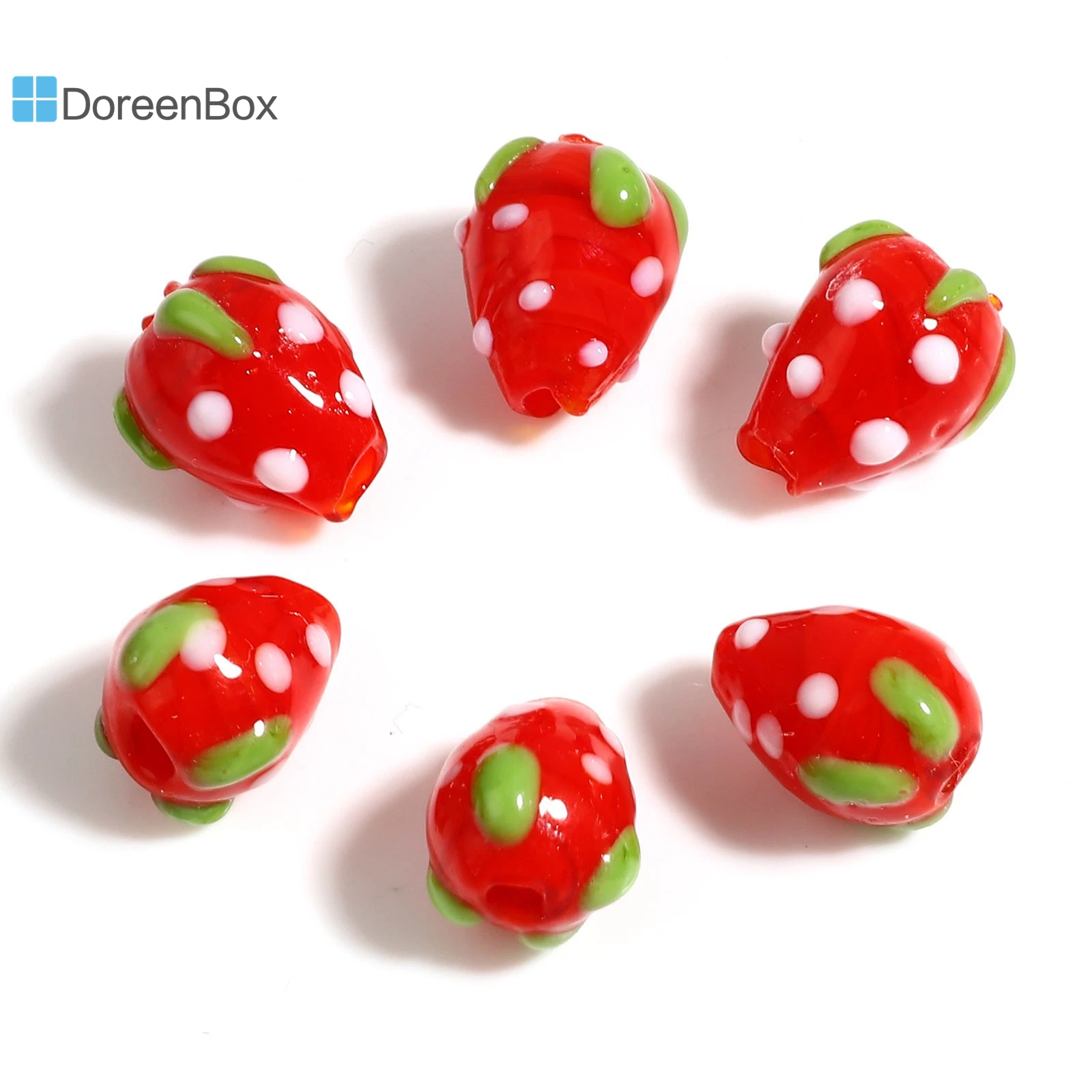 Red Strawberry Bead Handmade Lampwork Glass Beads Fruit Spacer Loose Beads  for Bracelets Necklace Jewelry Making