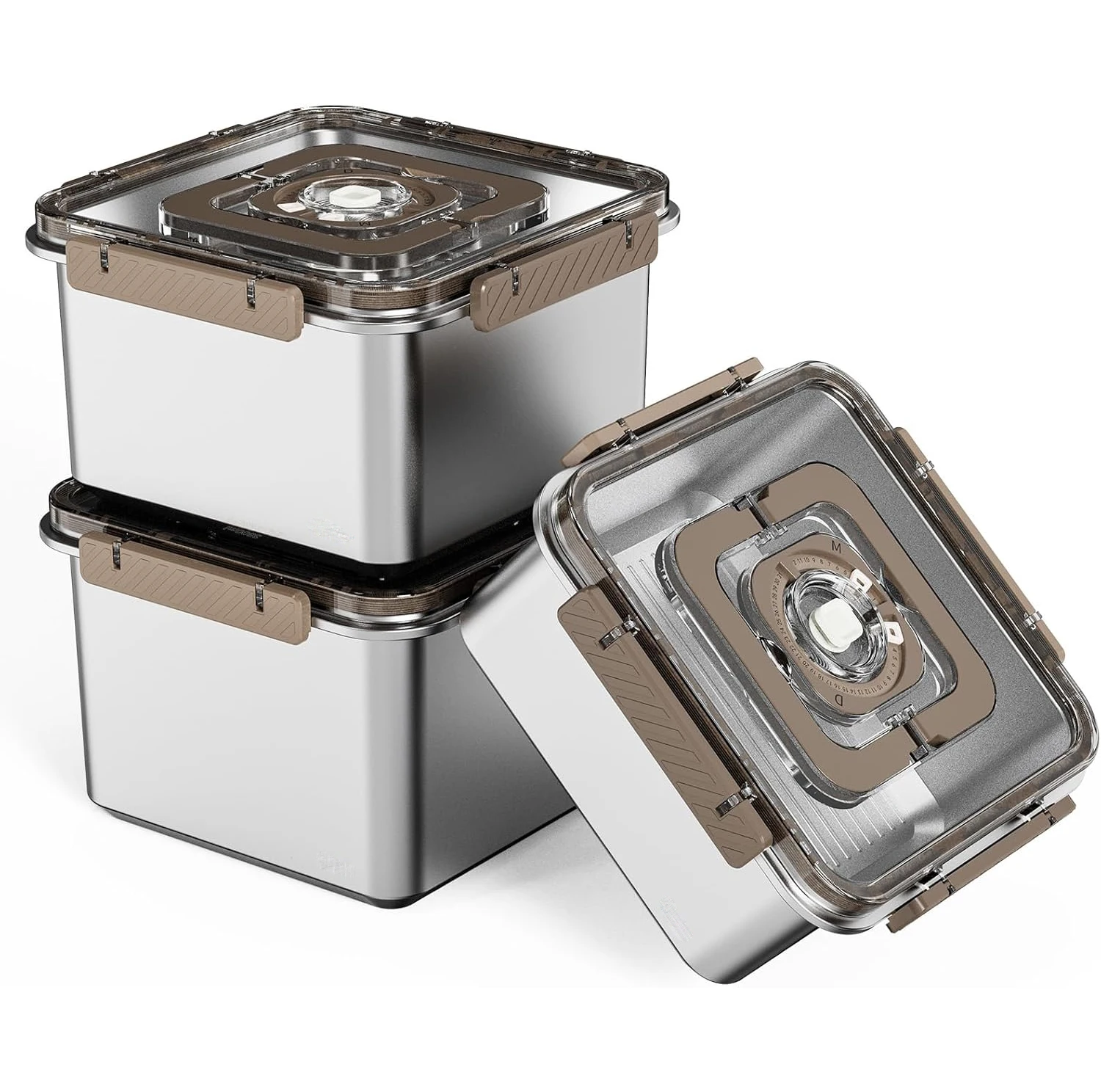 3pcs/Set Large Size Square Stainless Steel Food Storage Containers Preservation Box (1800/3000/5000ML)