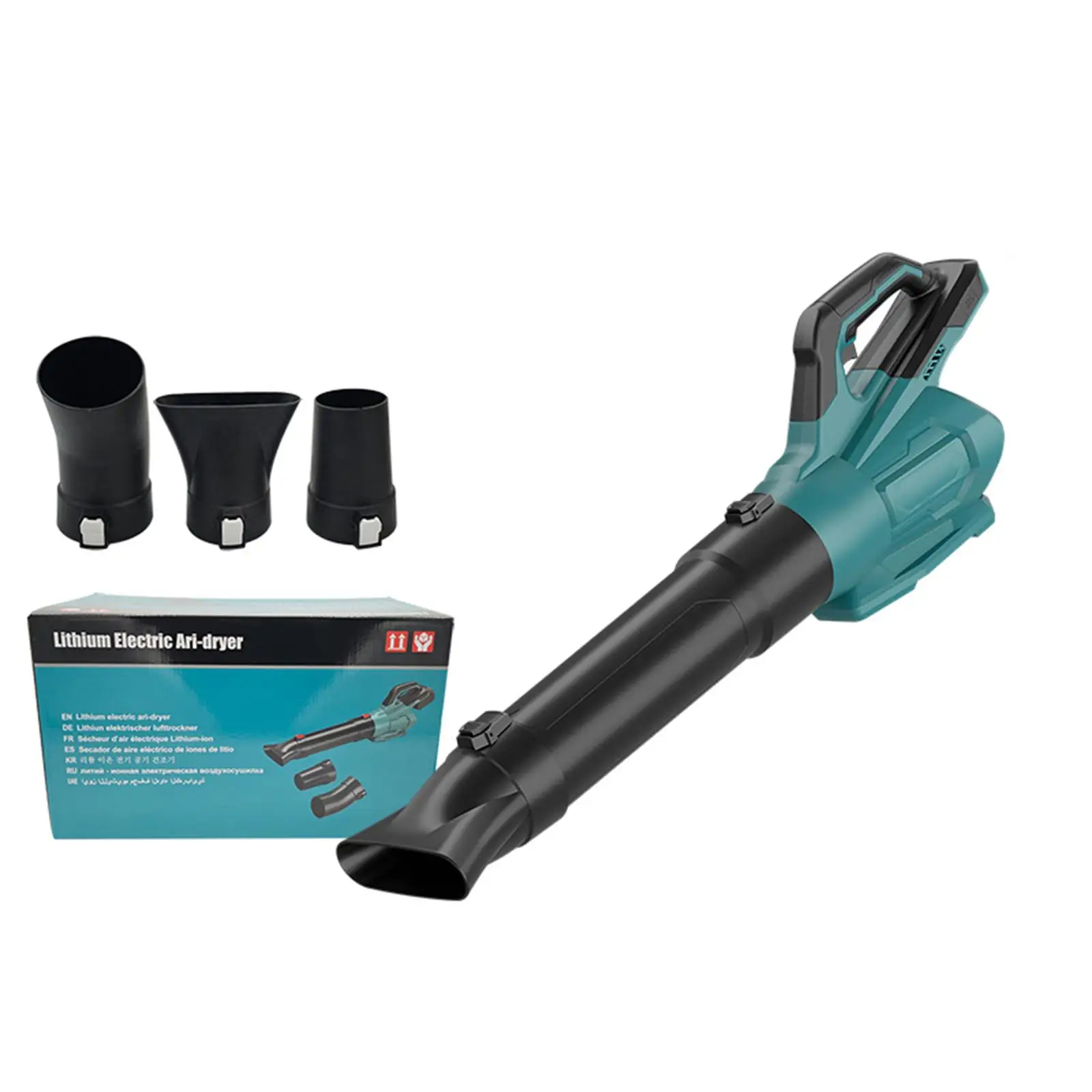 전기 손풍기, 휴대용 송풍기, 21V, 낙엽 제거용, 3개의 교체 가능한 노즐, 잔디 관리용 제설기