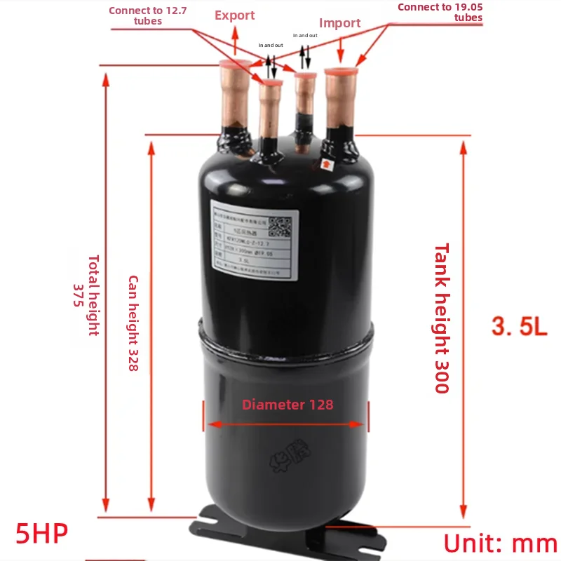 3HP 재생기, 공기 냉동 액세서리, 냉매 에어컨 가스-액체 분리기, 저장 탱크, 열교환 기