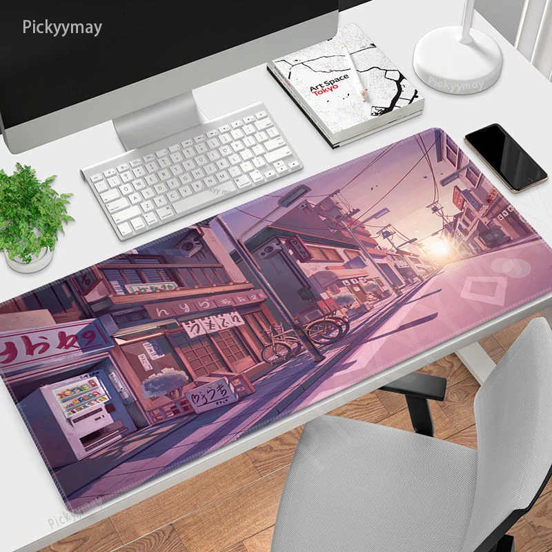 Bonito Non-slip Rubber Gaming Mouse Pad Anime Street Gamer Mousepad Large Lock Edge Computer Desk Mat - Imagem 3