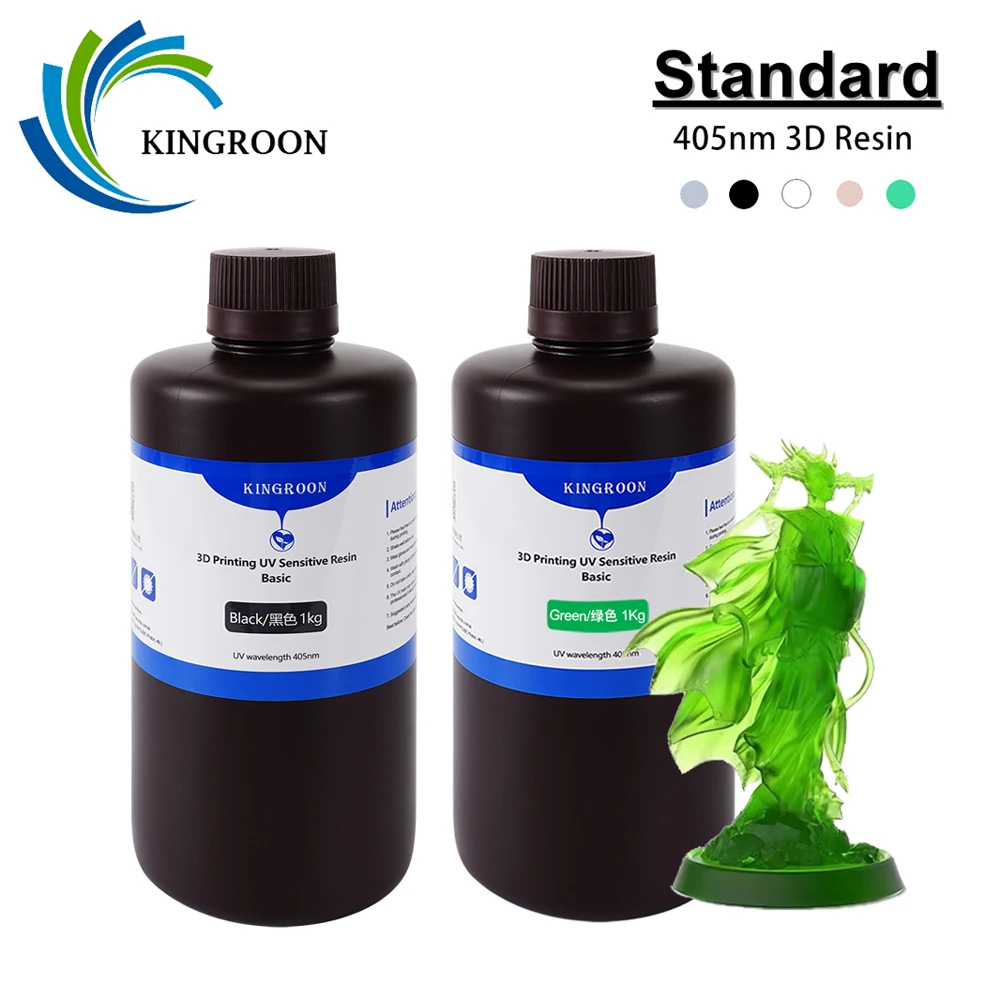 KINGROON 405nm UV Standard Resin For Photon 3D Printer Mono X Printing Material LCD UV Sensitive Normal 1kg 2kg Gray Black Skin
