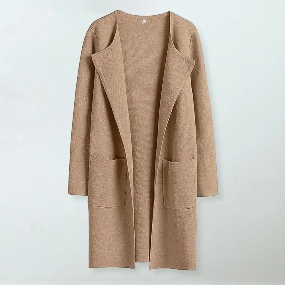 

Women Mid-length Coat Elegant Women Coat Elegant Lapel Collar Women's Mid-length Coat Casual Loose Fit Warm for Autumn/winter