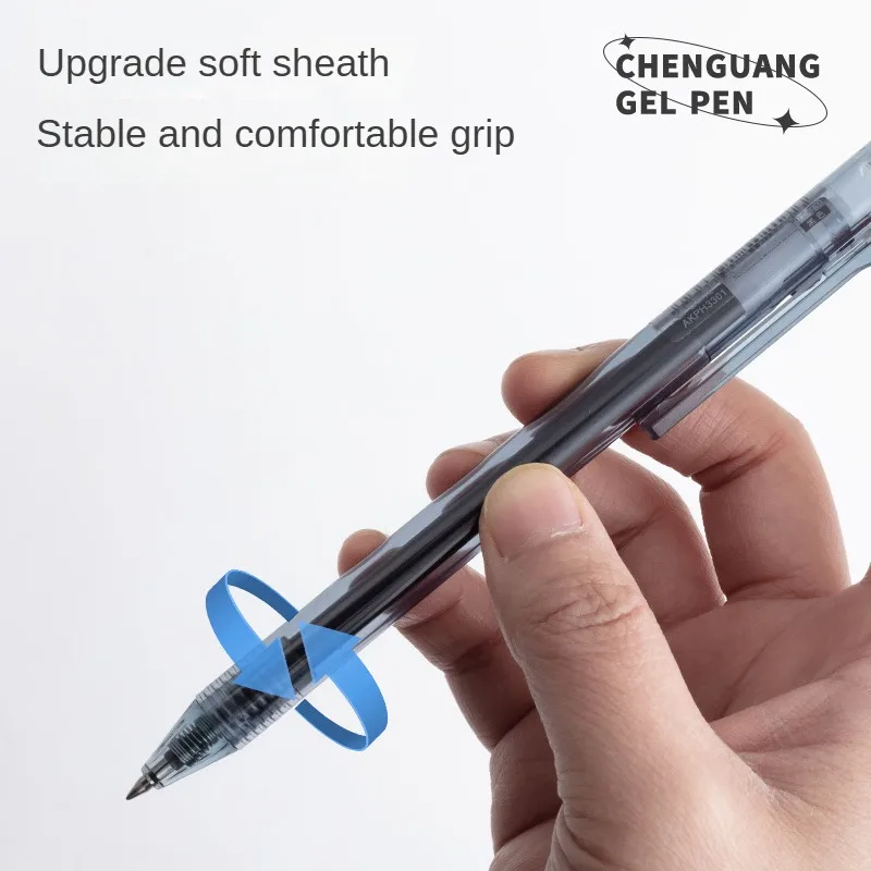 M&G 12 개/상자 열 지울 수있는 젤 펜 간단한 프레스 총알 팁 검정색 펜 0.5mm 열 감지 마찰 펜
