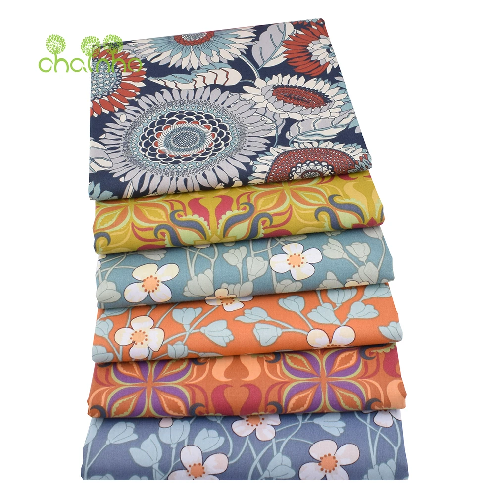 Chainho,Floral Series.Printed Twill Cotton Fabric,Patchwork Cloth,DIY Sewing Quilting Home Textiles Material For Baby&Children's