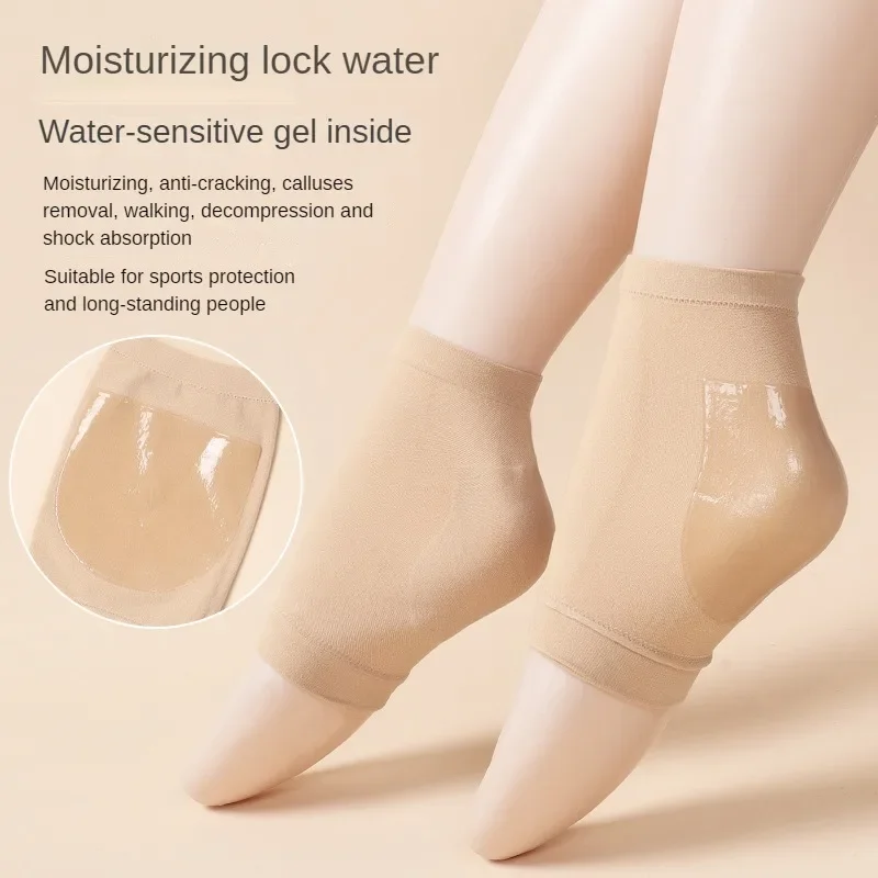 2Pcs Heel Protective Foot Cover Foot Heels Socks Silicone Anti-Crack Moisturizing Socks Unisex Pain Relief Feet Care Sock Black heel socks,heel protector
