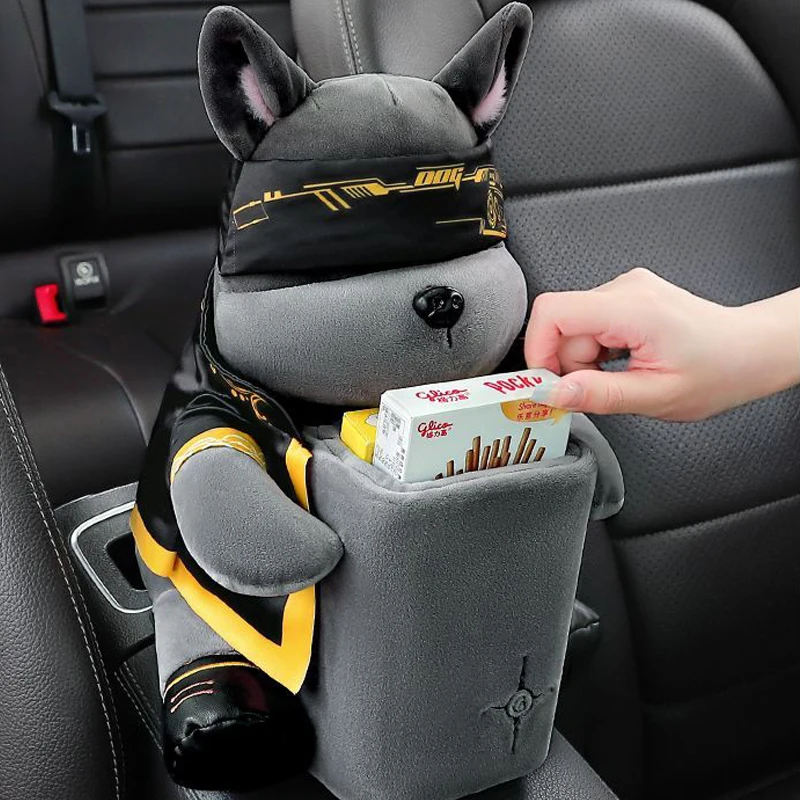 Cartoon Cute Car Tissue Box Creative Car Armrest Box Garbage Can 2 In 1 Tissue Bag Multi-functional Storage Bag For Home Office