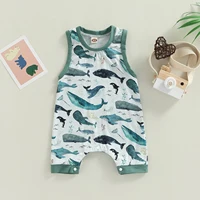Citgeett Summer Infant Newborn Baby Boys Girls Sleeveless Patchwork Romper Animals Printed Snap Loose Fit Jumpsuit Clothes 4