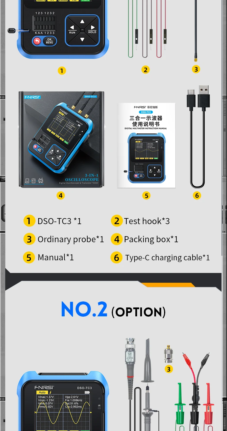 DSO-TC3 3-In-1 Osciloscop Digital Tester De Tranzistori Tester De Componente Ele
