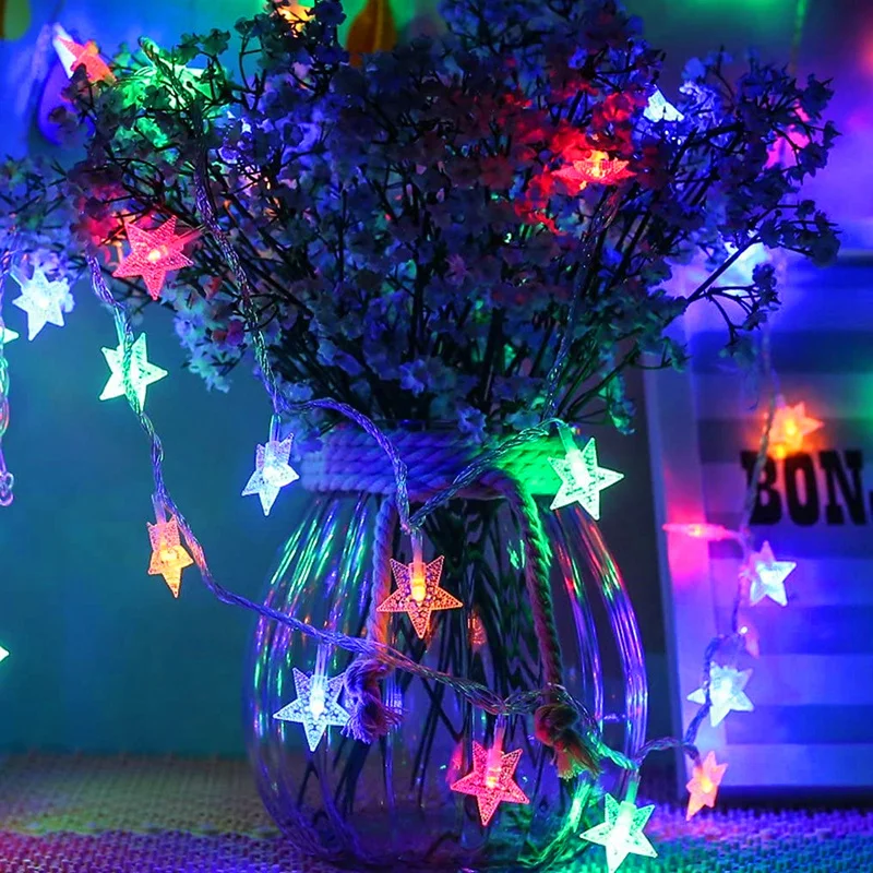 LED Battery-Powered Star Fairy String Lights for Celebrations and Decorations
