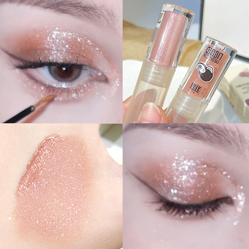 

Pearlescent Liquid Eyeshadow Eyeliner Glitter Sequins Lying Silkworm Highlighter Eye Pigments Cosmetic Long-lasting Shiny Makeup