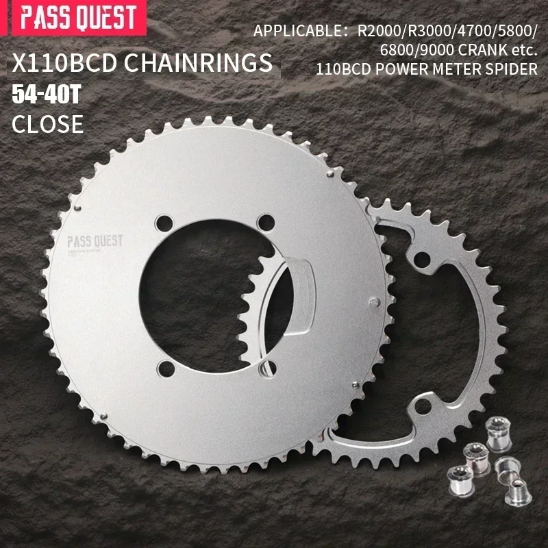 PASS QUEST Anello Singolo BCD110 - 46-60 Denti - Per Shimano R8000/7000/UT105 - Alluminio 7075