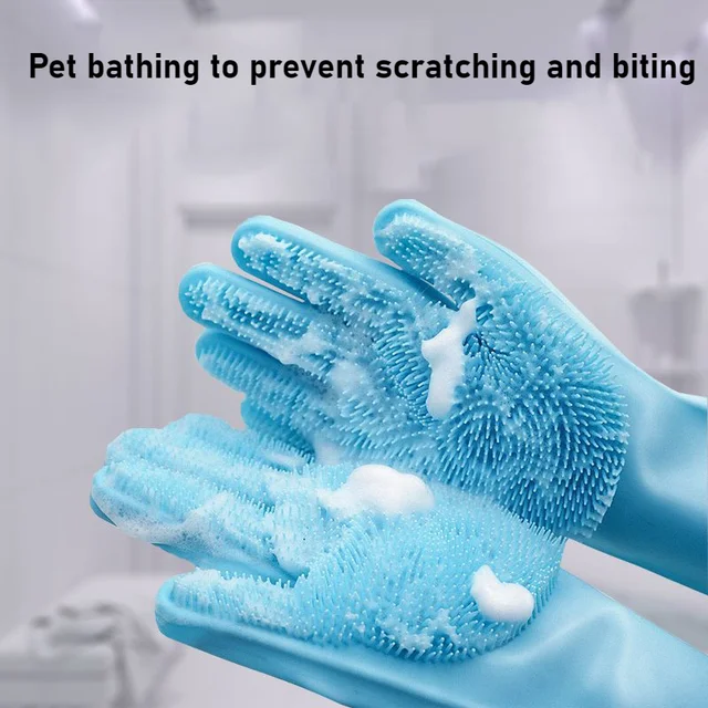 1/3PCS Silicone Pet Bathing Gloves for Cat Puppy Beauty Cleaning Bathe Shampoo Dog Cat Brush Gloves Pet Products 3