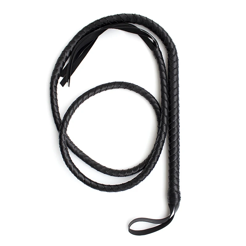 190cm Leather Weave Long Handle Snake Whip Horse Whip Riding Crop Flogger Paddle Slapper Horse Training Dressage Whips 2
